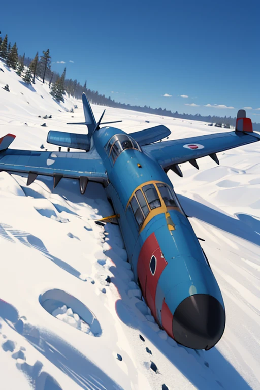 ((best quality)), ((masterpiece)), (detailed), snow desert with a crashed plane