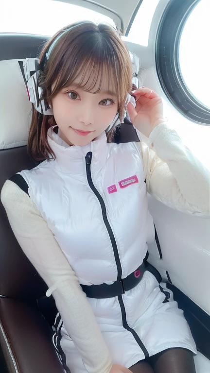 (masterpiece:1.5)、(Realistic:1.5)、(highest quality:1.4、8k、RAW Photos)、
Ultra-high resolution、Professional Lighting、Perfect dynamic composition、Photographed indoors、
Film Grain、chromatic aberration、(Bokeh:1.1)、
Frank、Sophisticated、charm、Ultra-realistic、Attention to detail、Golden Ratio、
(1 girl)、Slender girl、Delicate and charming girl、Cute Woman:1.4、
Serious expression、Looking at the audience、Sculptural installation、Sit on the sofa and relax、
Light brown hair、Shiny Hair、Hairstyle: Ponytail、
real skin、
Shut your mouth.、Beautiful Eyes、double eyelid、Thin arms、、
、Show off your thighs,(astrovest):5,(shiny white log downvest):3,BREAK ((Detailed face, Professional photography)), ((NSFW, zettai ryouiki, 1 girl)), Ultra-high resolution, (Realistic: 1.4), RAW Photos, highest quality, (PhotoRealistic Stick), concentrated, Soft Light, ((30 years old)), ((Japanese)), (( (Young Face))), (surface), (Depth of written boundary), masterpiece, (Realistic),(inside ISS):3, woman, ,astrovest:2,headphone:2,smartwatch,,bangs, ((1 girl)),(black sleeves):2,(black tights):2,inside spacestation,inside spacecraft,,zero gravity,smile,open leg,blush:1.5,hidden hands,neotech