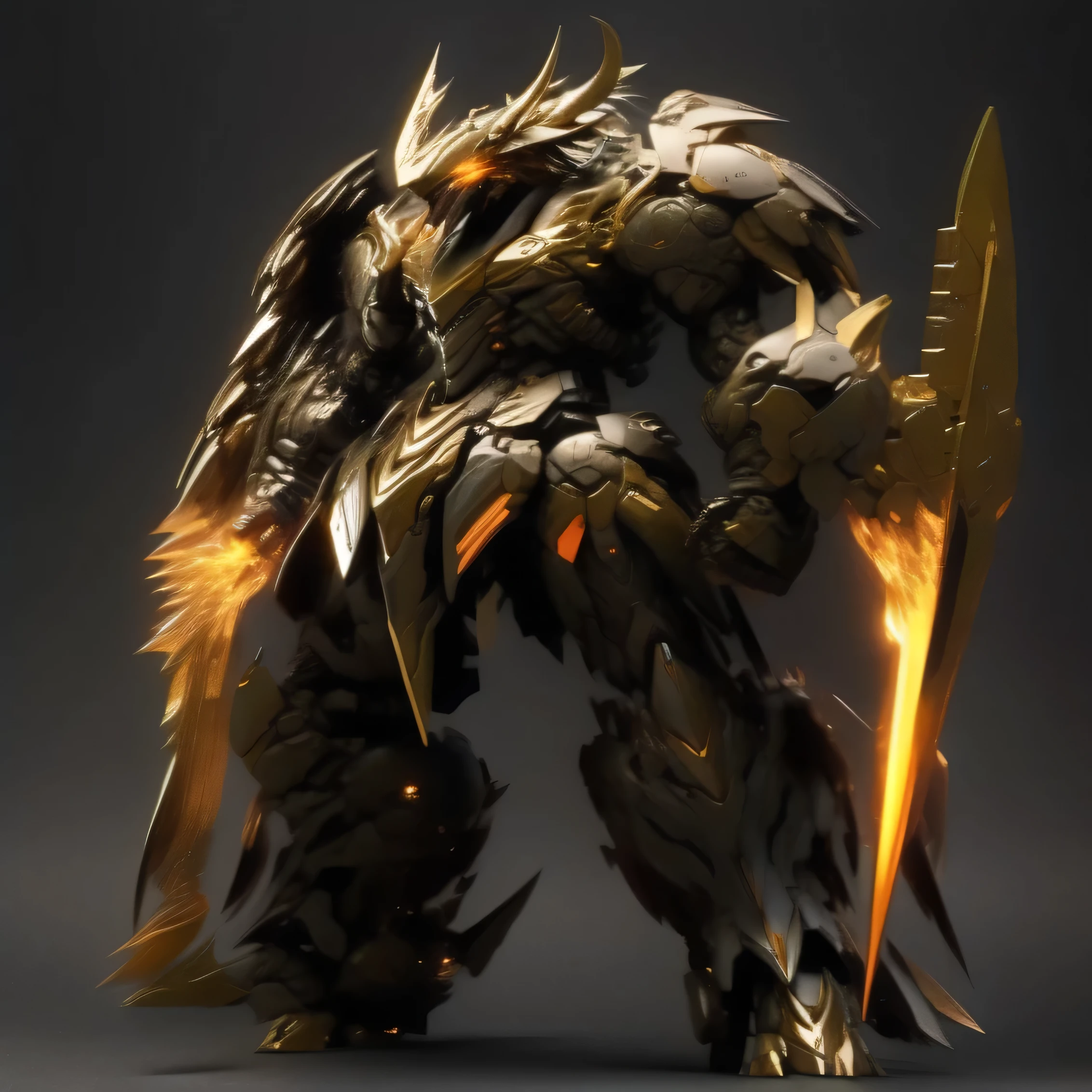 Full Body, Gray, Elephant, Robot, Savanna, Tusk Chest, Symmetrical, Glowing Weapon, Round Design, Beast Form