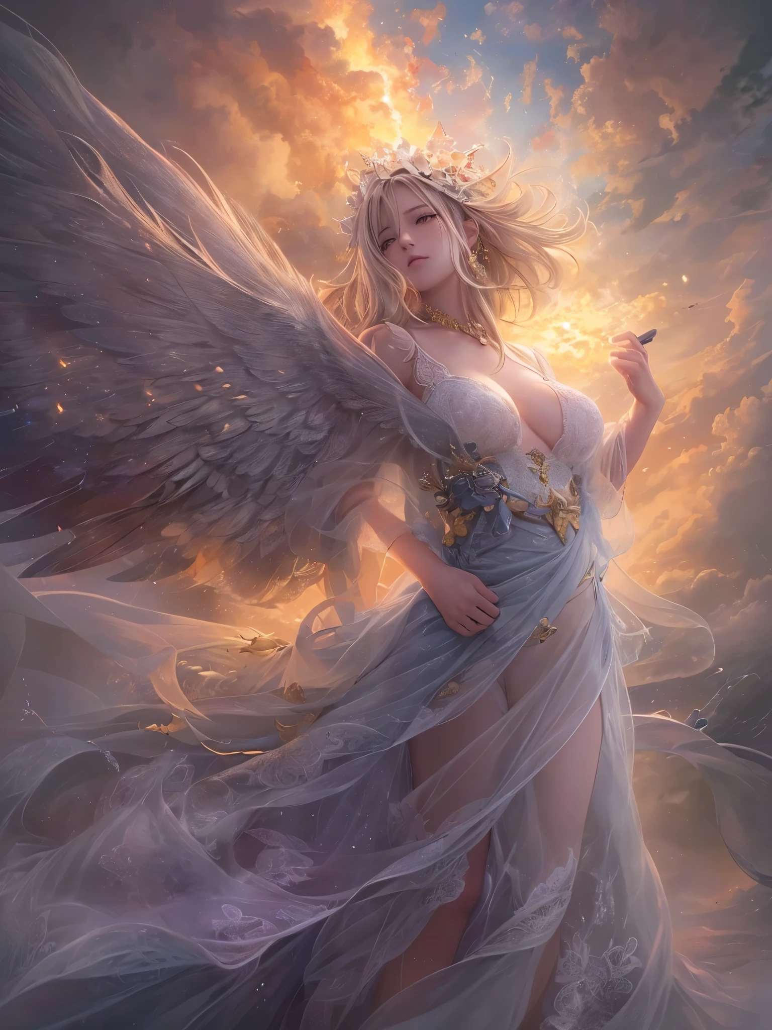 ((highest quality)),(Ultra-high resolution),(Very detailed),(Detailed Description),((The best CG)),(A masterpiece),Ultra-detailed art,Amazing drawing art,(Art with exquisite detail:1.5), Angel