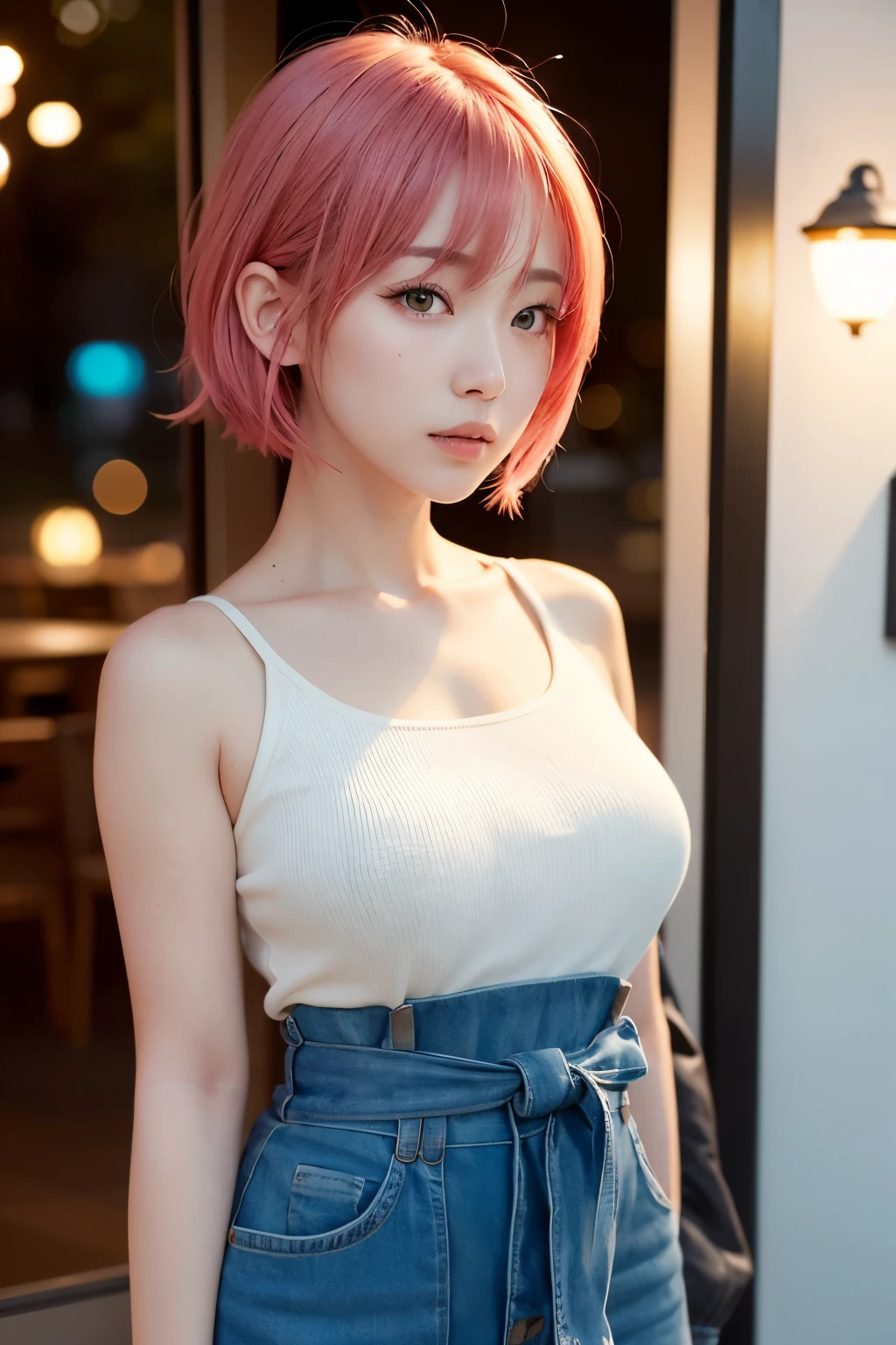 An anime girl transformed into a realistic character, the same realistic hairstyle, realistic, realistic pretty + cute face, realistic cool expression, customized clothes, realistic light, realistic shadows, realistic background, realistic big breasts ,change character anime photos into realistic photos, 4k, with maximum detail, high resolution, clear display, HD quality, perfect photo, realistic, detailed, quality, perfect, ultra hight, one photo, same style, detailed focus ,potret premium , detail Lora , A realistic photo girl, (the same realistic hairstyle), realistic beautiful face, realistic cool expression, adapt the same realistic clothes, realistic light, realistic shadow, realistic background, good image quality, very good image output, 4k, very detailed, realistic