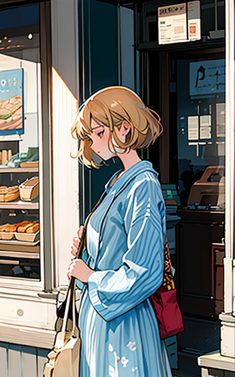"A cozy and upbeat jazz melody with soft piano chords, gentle brushes on the drums, and a saxophone solo evoking the warmth and comfort of a bustling bakery. The bassline adds a subtle groove, while the occasional chiming of the bell on the storefront door creates a playful and inviting atmosphere."