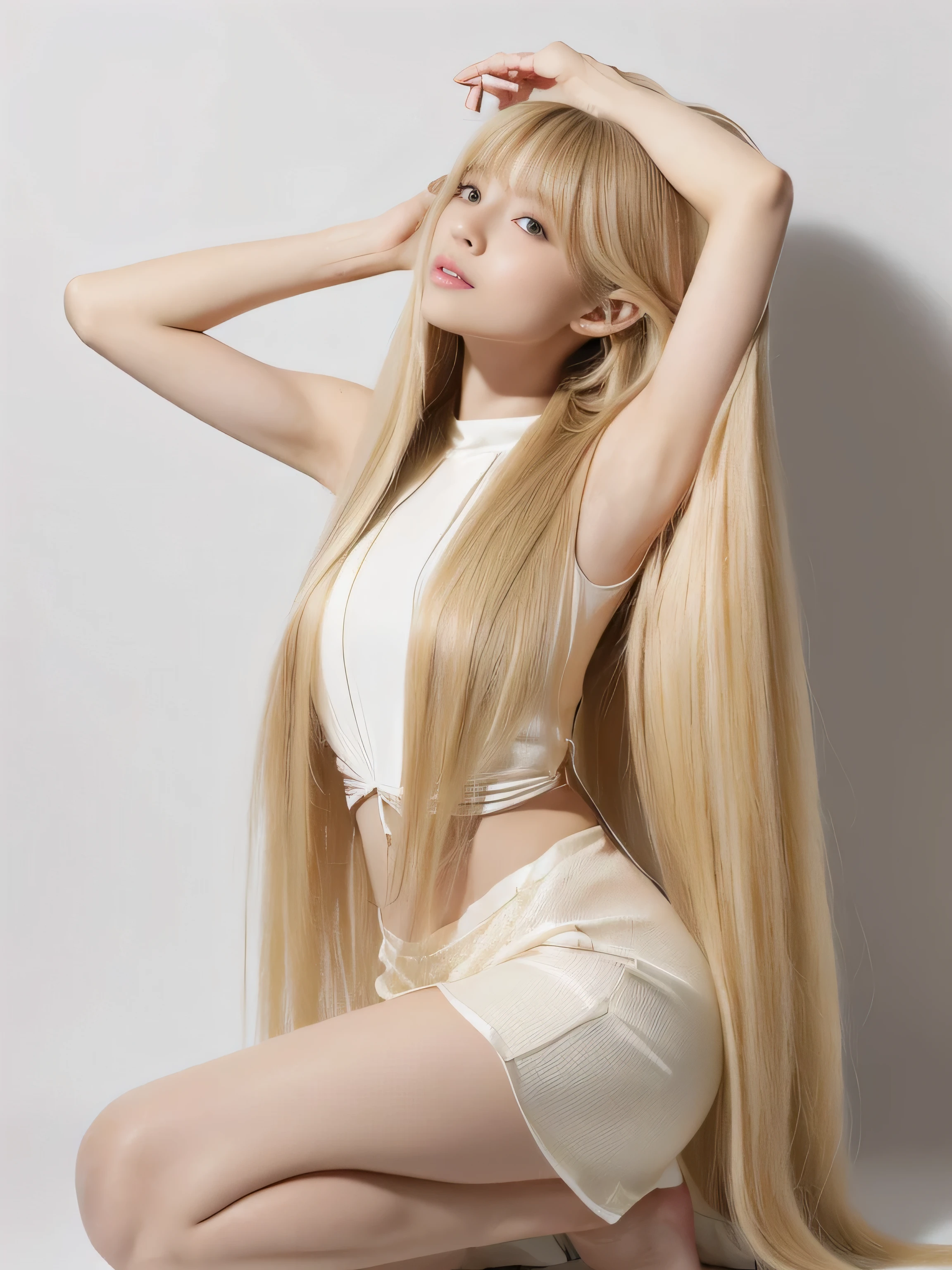 ((random kneeling pose:1.5, looking happily at the viewers)) ((Spread your hair、Make your hair look as wide as possible:1.8)) ((Beautiful 24-year-old hair model with long blonde hair, girl with super Very long hair that reaches down to the ankles, extremely Very long hair that reaches down to the ankles, Very long hair that reaches down to the ankles,Very long hair that reaches down to the ankles , Flowing Hair, very Very long hair that reaches down to the ankles, Very long hair that reaches down to the anklesgirl,Very long hair that reaches down to the ankles , flowing blonde hair, length Hair windy, Very long blonde hair, Flowing light blonde hair,Incredibly straight long-lasting hair, Abnormally long hair!!!! Her highest quality!!!! hair is long and straight., Very long blonde hair that reaches down to her ankles, highest quality明るいブロンドヘア Unusually very long blonde hair that lasts forever, Highest quality long straight blonde hair that reaches down to the ankles straight, beautiful, High quality blonde hair, Very long hair that reaches down to the ankles and ブロンドヘア highest quality straightにVery long blonde hair that reaches down to her ankles, straight, highest quality blonde hair, Perfect silky straight hair of the highest quality, straight, highest qualityのブロンドヘア Flowing, abnormally, extremely, extremely, eternal blonde hair straight hair, length, Thick and voluminous blonde hair Her hair is long and straight, very long light brown hair, Flowing, abnormally, extremely, extremely, eternal blonde hair 足首まで伸びた異常に長いStraight blonde hair Abnormally very long straight, beautiful hair of the highest quality, length Hair, length, Straight blonde hair ,Unusually very long blonde hair that lasts forever and free straight blonde hair , straight blonde hair)) (Her bangs are perfect.:1.3) (Pure white wall background:1.8 Pure White Sofa) (Japan's most sexy and beautiful 24-year-old beauty model) (She looks at the viewer with a very seductive expression...) ((highest quality)), ((masterpiece)), (Familiar) (Get used to it) Perfect Face (Her skin is a typical Japanese skin color.. And very detailed) (Big Breasts:1.3) (She is wearing a beautiful shiny white camisole.) (She has a beautiful face and a typical Japanese figure...., Narrow eyes) (She has perfect beautiful and sexy makeup and face Lipstick is light red A solid eyeliner) ((Rich 1.4)) (Extremely detailed 8K) (Ultra-fine skin texture 1.4) (Actual, Vibrant:1.4), double eyelid Sharp focus:1.2、Beautiful woman:1.4 Dynamic Lighting (Genuine RAW photos taken by professional photographers) Professional Hair Shine (Her face is slim and dignified.., length, Narrow eyes..々Nice face) ((Beautiful 24-year-old hair model with long blonde hair, girl with super Very long hair that reaches down to the ankles, extremely Very long hair that reaches down to the ankles, Very long hair that reaches down to the ankles,Very long hair that reaches down to the ankles , Flowing Hair, very Very long hair that reaches down to the ankles, Very long hair that reaches down to the anklesgirl,Very long hair that reaches down to the ankles , flowing blonde hair, length Hair windy, Very long blonde hair, Flowing light blonde hair,Incredibly straight long-lasting hair, Abnormally long hair!!!! Her highest quality!!!! Very long blonde hair that reaches down to her ankles, highest quality明るいブロンドヘア Unusually very long blonde hair that lasts forever, Highest quality long straight blonde hair that reaches down to the ankles straight, beautiful, High quality blonde hair, Very long hair that reaches down to the ankles and straight, highest quality blonde hair, Perfect silky straight hair of the highest quality, straight, highest qualityのブロンドヘア Flowing, abnormally, extremely, extremely, eternal blonde hair Thick and voluminous blonde hair)) (This is Palau's clear waters and sandy beach.:1.3)