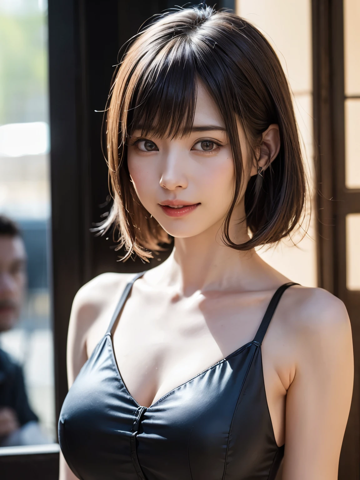 (software:1.8、masterpiece, highest quality),1 girl, alone, hyper Realistic, Realistic,Realistic, Looking at the audience, Light brown eyes:1.4,Brunette Short Bob Hair with highly detailed shiny hair, Brightly colored winter clothes, Lepangas:1.4), Outdoor, Mouth closed, Upper Body、big chest eye、eyelash、{Hugeな|big chest|Hugeなな|Mega} whole :2, chestの谷間:2、(((big chest eye、Short Bob Hair、Highlights from Students、Looking at the audience、She is very beautiful and cute、Show me your ears、Long neck、smile、Close your mouth and smile、Bangs and beautiful teeth)))、Ideal body type、(Norway covered in snow in winter)、美しいLong neck:1.4、(({Huge|big|Hugeな|Mega} chest, chestの谷間:2、Upper Bodyは服を着ていない:1.6))、(((Portraiture:2)))、Perfect Anatomy