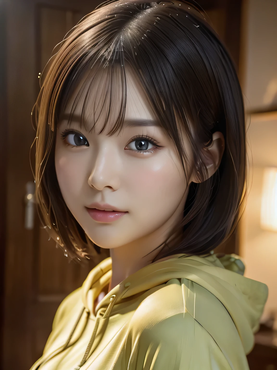 ((highest quality)),(超A high resolution),(Very detailed),(Detailed Description),((The best CG)),(masterpiece),Highly detailed art、(highest quality、8k、32k、masterpiece)、(Realistic)、(Realistic:1.2)、(High resolution)、Very detailed, (closeup-face:1.6), Very beautiful face and eyes, Big eyes, 1 female、Tight waist、Delicate body、(highest quality、Attention to detail、Rich skin detail)、(highest quality、8k、Oil paint:1.2)、Very detailed、(Realistic、Realistic:1.37)、Bright colors, (hoodie:1.3, flare skirt)