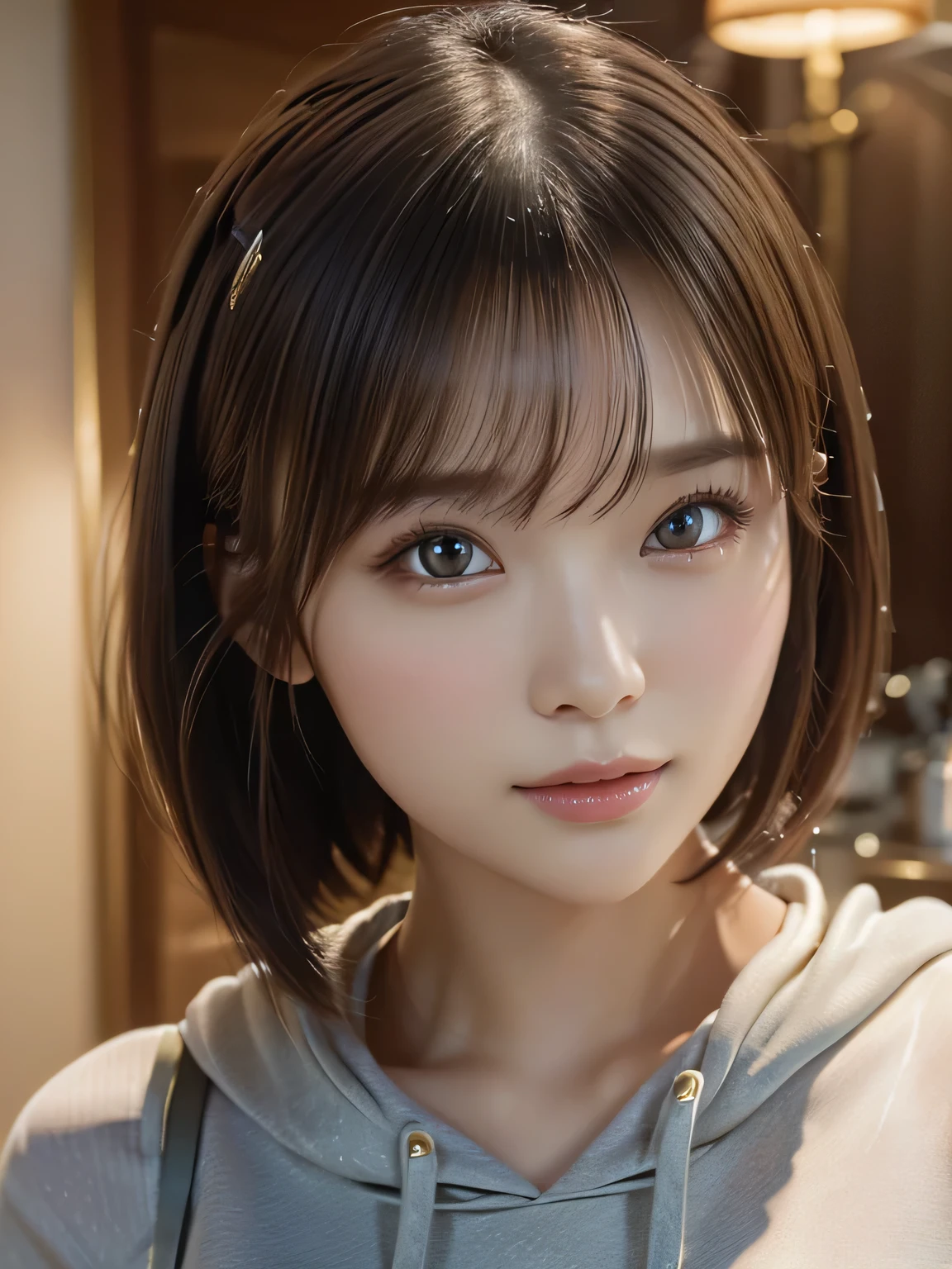 ((highest quality)),(超A high resolution),(Very detailed),(Detailed Description),((The best CG)),(masterpiece),Highly detailed art、(highest quality、8k、32k、masterpiece)、(Realistic)、(Realistic:1.2)、(High resolution)、Very detailed, (closeup-face:1.6), Very beautiful face and eyes, Big eyes, 1 female、Tight waist、Delicate body、(highest quality、Attention to detail、Rich skin detail)、(highest quality、8k、Oil paint:1.2)、Very detailed、(Realistic、Realistic:1.37)、Bright colors, (hoodie:1.3, flare skirt)