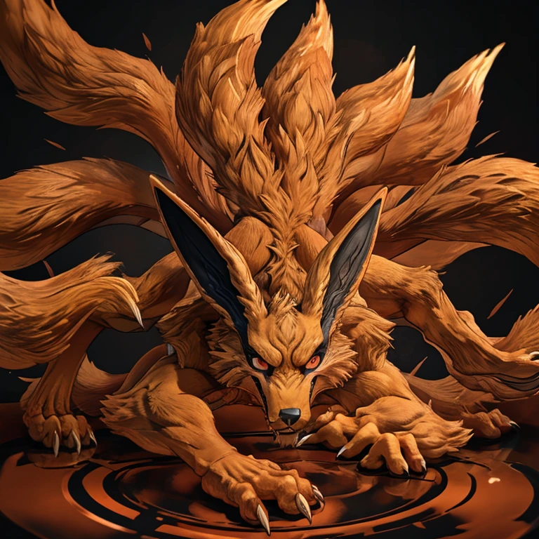 Kurama, background, Roar, Nine tails, Nine-tailed Fox, fox.