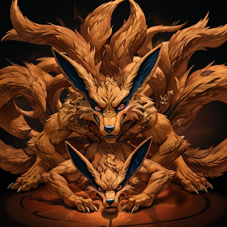 Kurama, background, Roar, Nine tails, Nine-tailed Fox, fox.