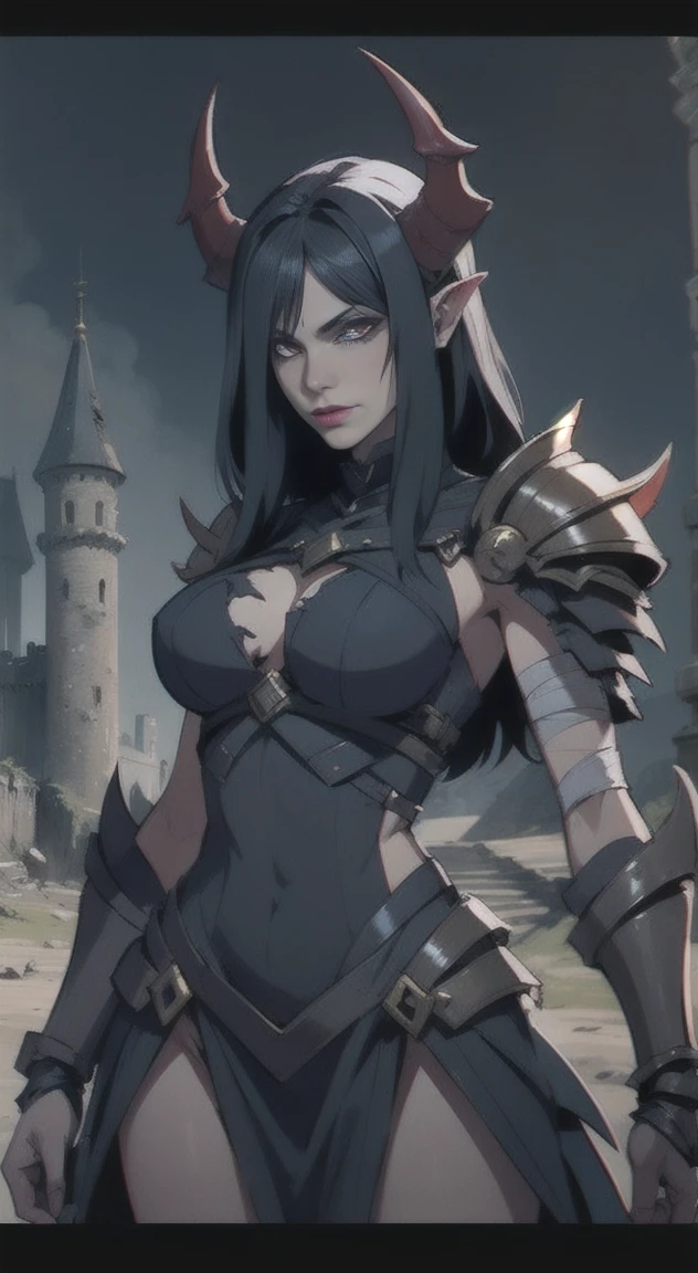 Destroyed Fortress, mutated, elder devil, queen, female creature, armor, bandages,