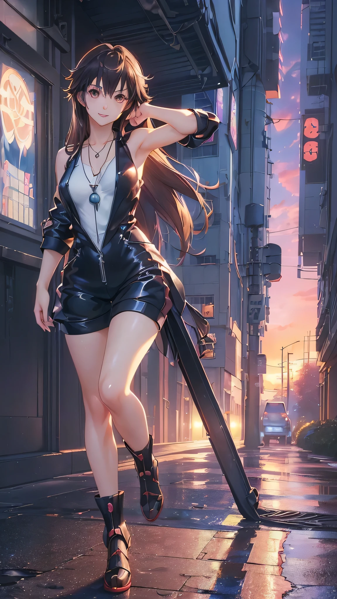 ((Final Fantasy (Yuna), (young girl, 16 years old, full body, naked body, dark hair, light skin, scarlet lips, smile; black, expressive playful eyes, long eyelashes)). ((Anime girl with brown hair hair and white dress with necklace, beautiful character painting, soft anime computer graphics, realistic anime art, beautiful anime woman, Cyberpunk, futurism, tight jumpsuit, anime girl rendering, Makoto Shinkai and Artgerm, realistic 3D anime style, anime realism style, digital art in anime style, beautiful anime girl)), (style, very beautiful young girl)). ((High quality, masterpiece)).very sexy, 75 % nsfw, 60% nude