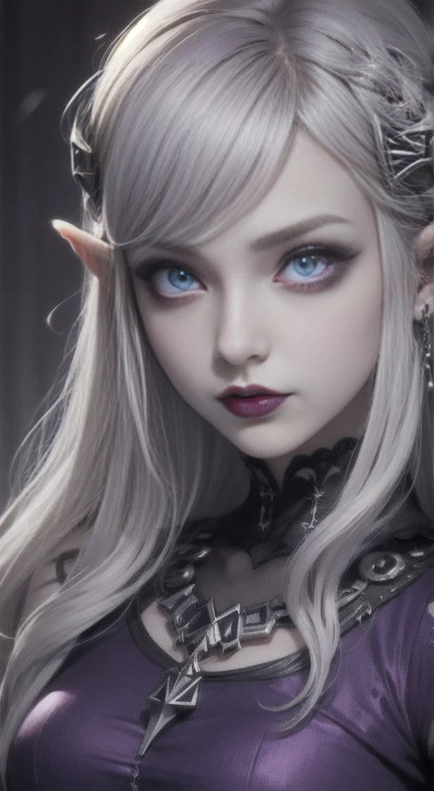 Silver hair, violet eyes, Goth Princess Zelda,