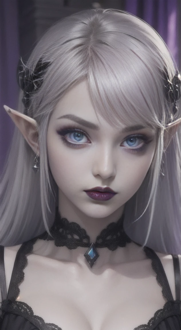 Silver hair, violet eyes, Goth Princess Zelda,