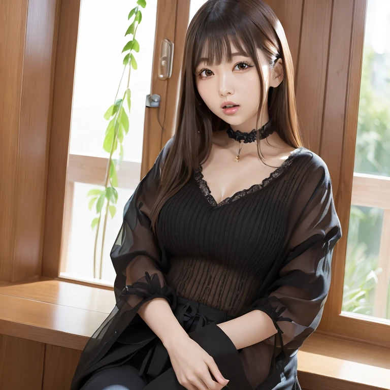 (masterpiece, best quality:1.2), 1girl, solo、(((超ロングヘア、重いぱっつん前髪、黒髪、8k)))((美しい, 繊細, 光沢のある滑らかな髪)),((高さ 155cm、優等生、深刻な、美しい woman、Cカップの胸、セクシーなボディ、フチありメガネ))|