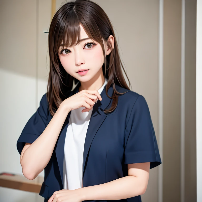Arafed asian woman in a blue suit posing for a picture - SeaArt AI