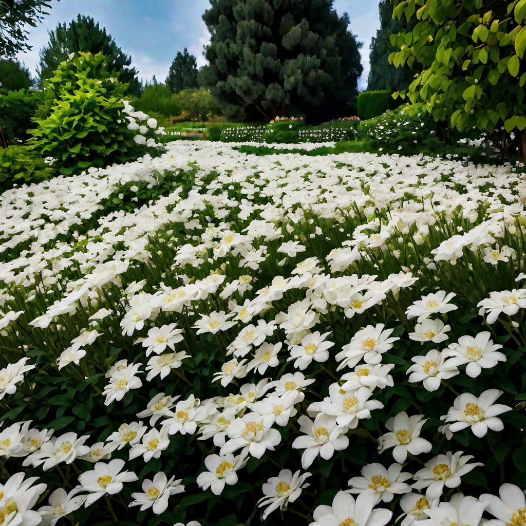 (masterpiece, best quality:1.2), white flowers, garden