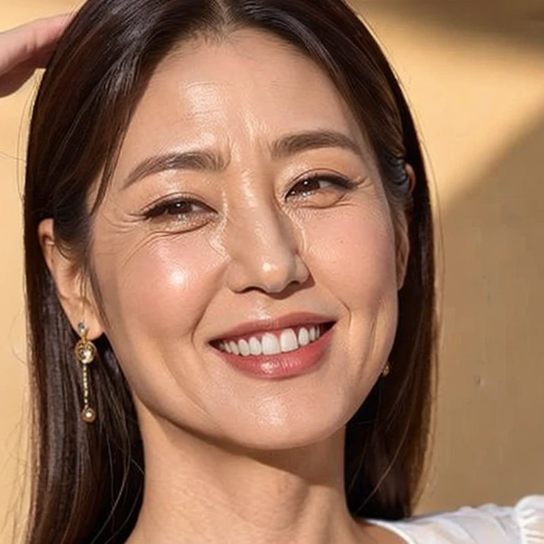 ((Top Quality)), ((8K)), ((Masterpiece: 1.3)), (Perfect Appearance), (Photorealism: 1.6), japanese woman, 50 years old, ((Realistic skin texture)), (Fine wrinkles throughout the skin: 1.3), (Dull skin: 1.1), (Skin without moisture: 1.2) , (Wrinkles on the face: 0.9), (Wrinkles on the corners of the eyes: 1.2), Double eyelids, tear bags on the lower eyelids, (Crying moles: 0.9), 1girl, solo