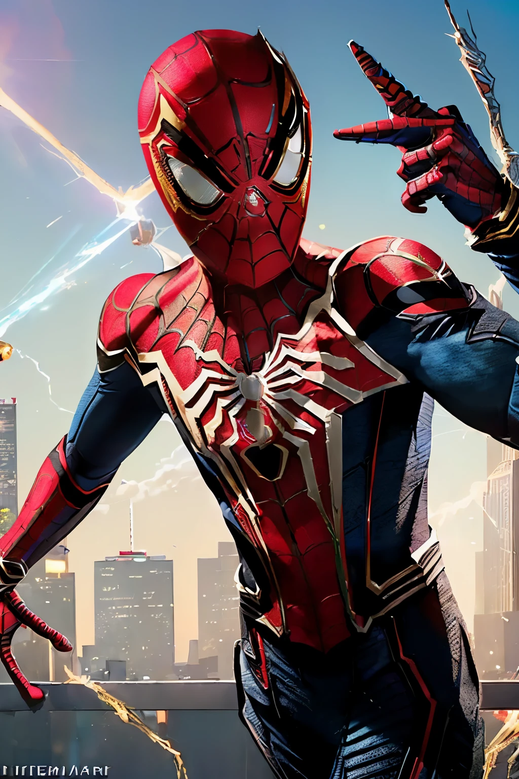 ((Power Ranger-inspired Spider-Man costume: 1.4)), ((Character portrait: 1.2)),

This portrait showcases a unique Spider-Man costume inspired by the Power Rangers. The suit is meticulously designed with intricate textures and vibrant colors, reminiscent of the iconic Power Ranger armor. The web patterns on the suit are photorealistically rendered, reflecting light in a way that adds depth and dimension to the image.

The Spider-Man character is depicted in a dynamic pose, looking directly at the viewer with a confident and determined expression. The details of his face are beautifully rendered, with lifelike textures and vivid colors