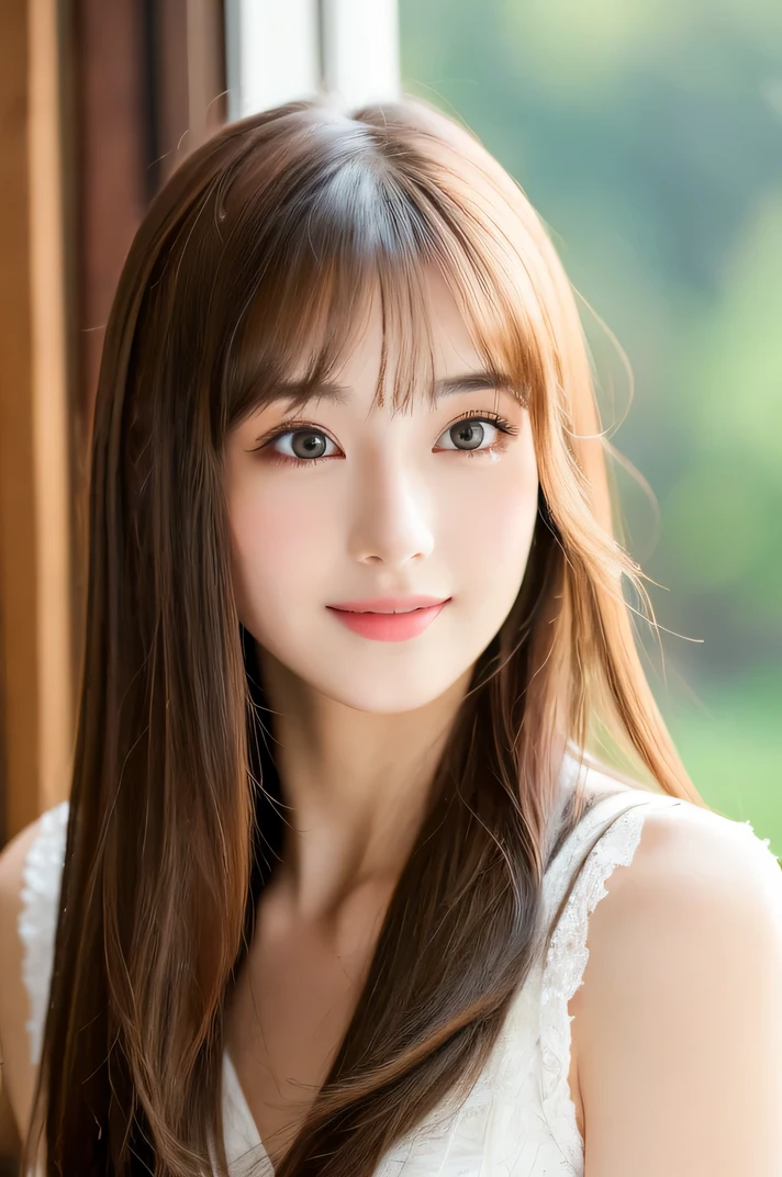 (((8k,Attention to detail,Attention to detail、highest quality,masterpiece,Attention to detail,))),RAW Photos & Realistic atmosphere,Beautiful dark eyes,Mouth Details,Glossy Lips,Thin eyebrows,beautiful Eyes、Soft white skin that shines in every detail、Her deep black eyes are very beautiful, Very beautiful face,Very beautiful face、A vivid face,beautiful, Glowing Lips,beautiful Eyebrows,Infinite Reality, Realistic Young Gravure Idol,Very cute woman , Young Gravure Idol, Young Gravure Idol, とても美しくてかわいいbeautiful 21 year old beauty,Incredibly beautiful and elegant,beautiful 21 year old beauty,Natural soft light,A little brown hair,(Shiny Hair,,beautiful and kind eyes:1.5),A kind smile,Shapely breasts,Medium Long Hair,beautiful posture,No makeup,Watching the Future,full body,