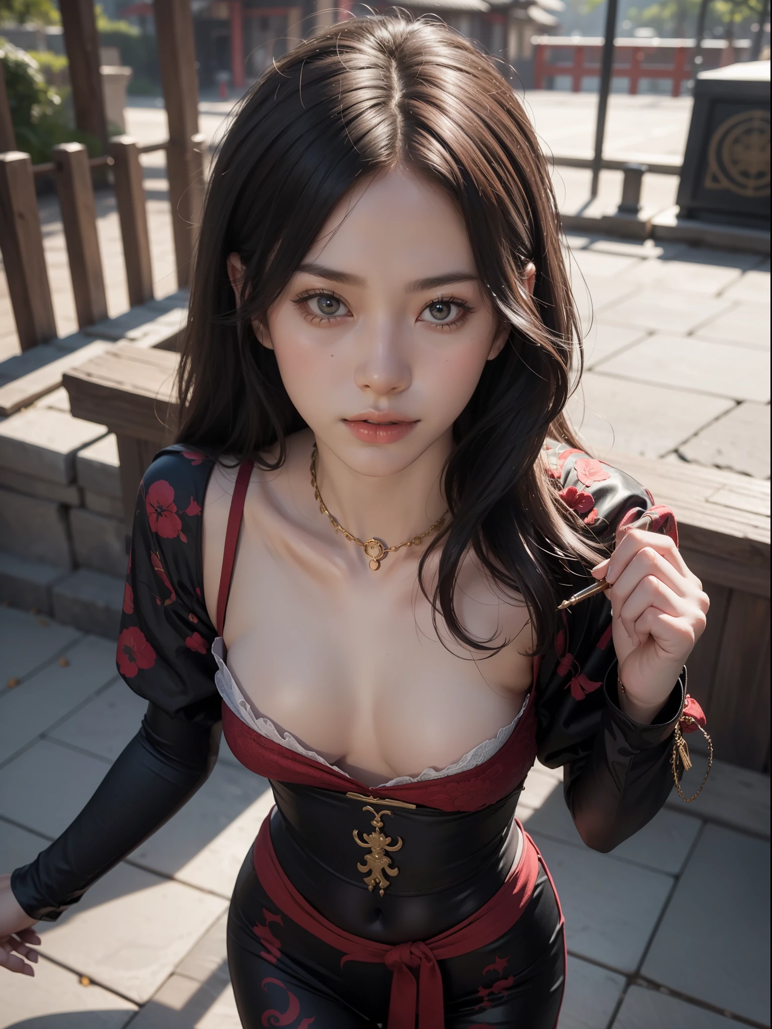 Best quality,masterpiece,ultra high res,(photorealistic:1.4),xiuxian,weapon,Detailed face,
1girl,solo,weapon,cleavage,(magic circle:1.2),xiuxian,upper body,Beautiful girl,full body,east asian architecture,sheath,architecture,Perfect beautiful girl,Perfect beauty,Slim figure,Are thin,Small hips,Small Bust,Small breasts,Flat Chest,Martial Arts Master,