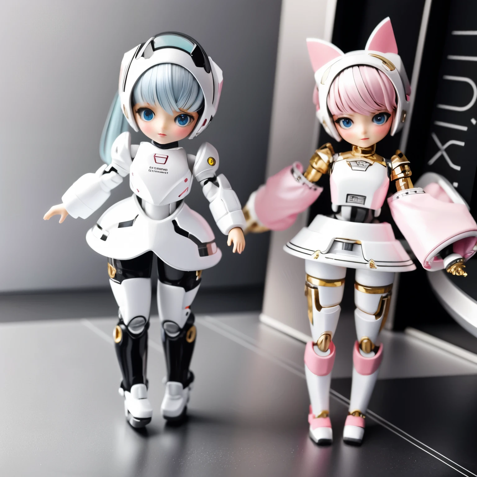 Realistic、Photo of a collaboration between dolls and robots、Comical pose