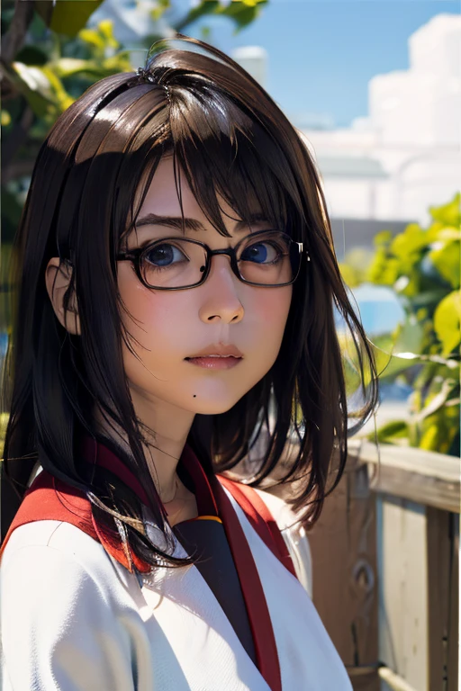 (masterpiece, highest quality), One Girl, Satou, Satou, Glasses, 赤いフレームのGlasses, Sailor suit, Satou, Glasses, 赤いフレームのGlasses,