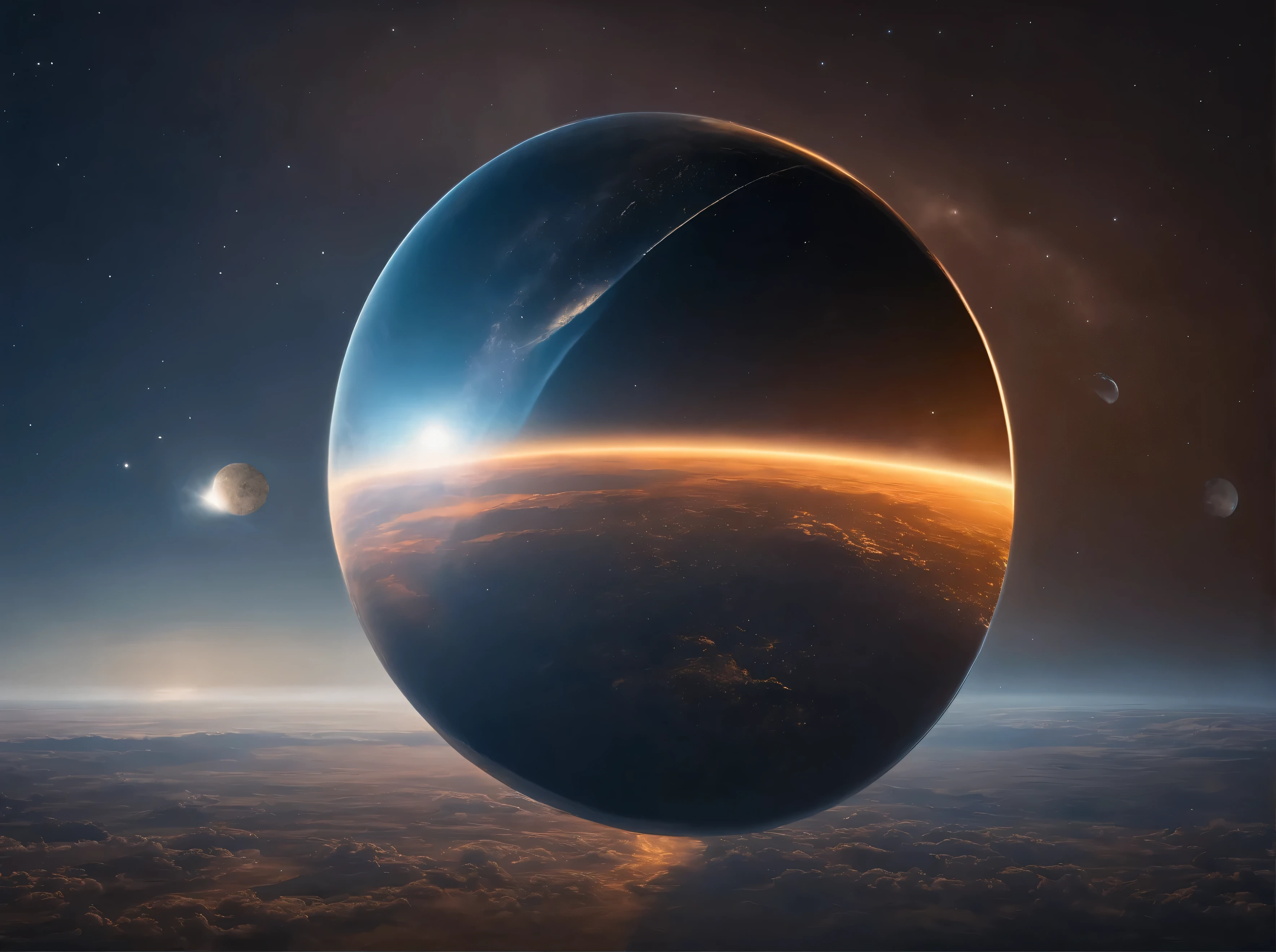 a gigantic mirror concave in orbit that shoots a laser beam at the earth, side view, Ultra detailed, hyper realistic, 4k, Ultra detailed image, realistic, Highly detailed, perfect composition, splendid, Intricately detailed, Incredibly detailed, 8k art photography, hyper detailed, Masterpiece, Ultra detailed, hyper realistic, 4k, ultra detailed image, realistic, highly detailed, perfect composition, splendid, intricately detailed, incredibly detailed, photography 8k artistic, hyper detailed, masterpiece