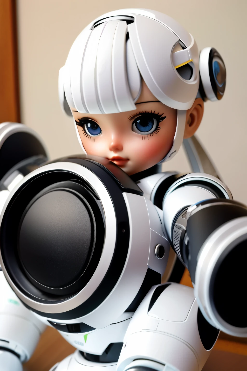 Realistic、Photo of a collaboration between dolls and robots、Comical pose