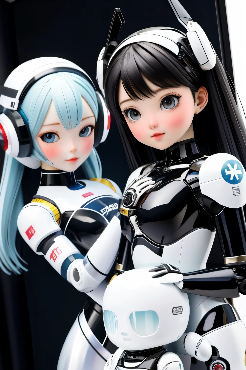 Realistic、Photo of a collaboration between dolls and robots、Comical pose