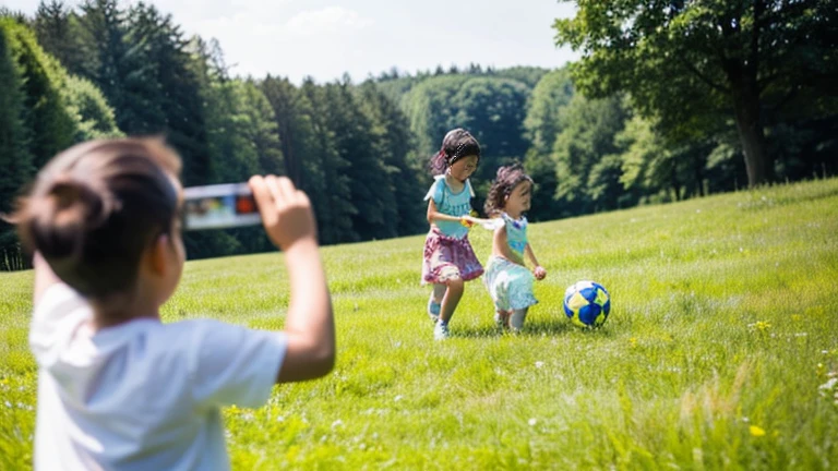 Children playing with beautiful stag beetles in the grassland、Children playing with beautiful stag beetles in the grassland、