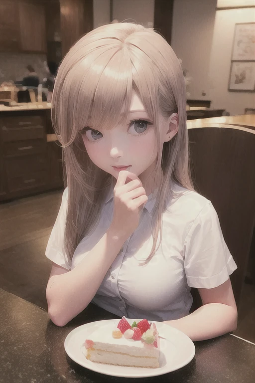 Girl eating birthday cake at home, hyper Realistic Anime, Real life anime girls, Realistic Anime, a Surreal , Realistic - Anime, Realistic Anime 3 d style, photoRealistic Anime, Surreal , Anime Food, Ultra-realistic birthday cake photo, Realistic young anime girl