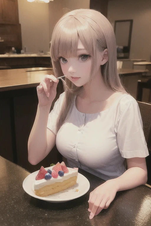Girl eating birthday cake at home, hyper Realistic Anime, Real life anime girls, Realistic Anime, a Surreal , Realistic - Anime, Realistic Anime 3 d style, photoRealistic Anime, Surreal , Anime Food, Ultra-realistic birthday cake photo, Realistic young anime girl