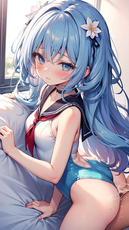 Light blue Long Hair In addition Magical girl Sailor leotard beautiful girl thin Embarrassing blush erotic Sexual action Long Hair On top of that Magical girl beautiful girl ejaculation Bed Rape Sexual violence SEX