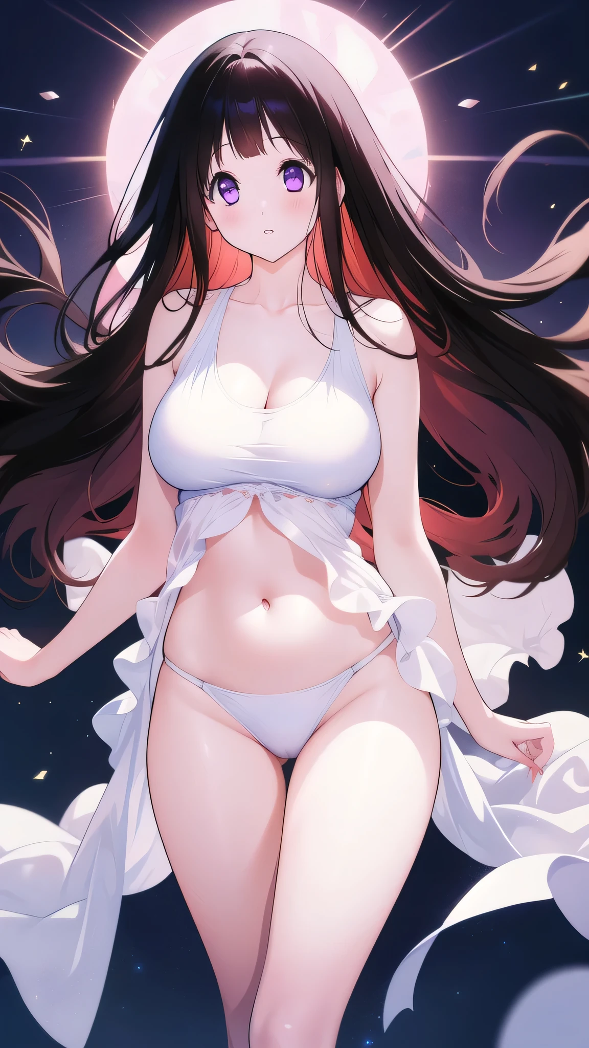 Amazing Chitanda, There is only one beautiful girl,Purple Eyes, Black Hair, Very red face,Very white skin,Glowing skin,Naturally straight hair, Straight bangs,Extremely refined,Open lips,Long flowing hair,Beautiful Girl, Like a dream,Slim,Soft, (Sensual), (Kawaii), Dream quality,Beautiful big breasts,Wearing a white swimsuit,by the lakeside,The skirt is blown by the wind,Transparent clothes,no pants,Showing breasts,Show your thighs,Showing collarbone,Show your neck,Exposing the groin,Show your belly button,No pants,extremely shy,Ultra-high resolution, (masterpiece:1.2, best quality), (Delicate and beautiful eyes: 1.2), (Beautiful and delicate face)