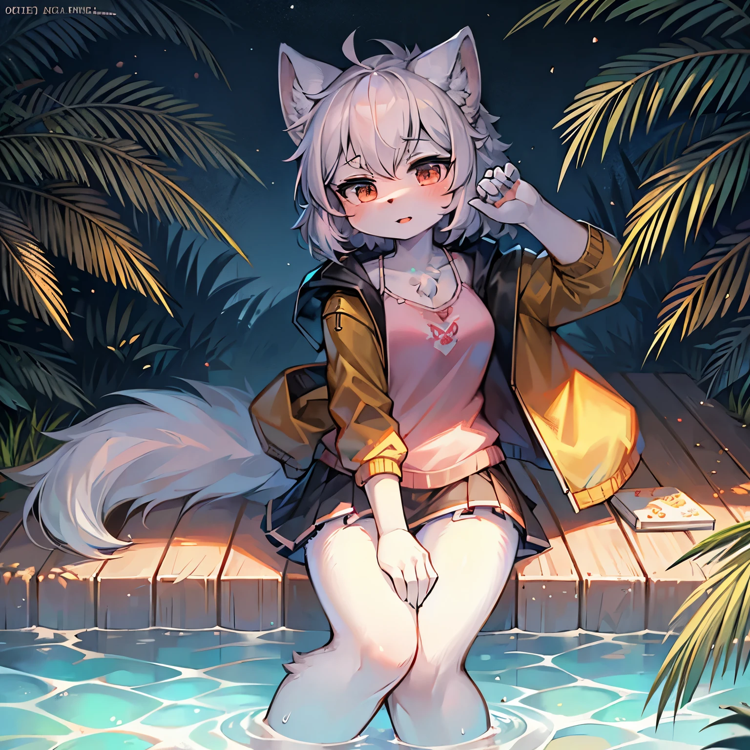 Samoyed girl,Furry women,Sickly,Cute appearance,Short stature,Characteristics of three-year-old girls,Summer short sleeves with jacket,Short skirt