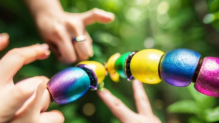 Children playing with colorful rainbow stag beetles in the forest、