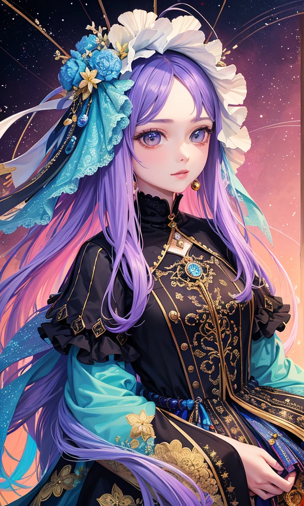 (tmasterpiece,top Quority,best qualtiy,offcial art,Beauty and aesthetics:1.2),(1girl),Extremely detailed,(s fractal art:1.3),extremely colorful,Most detailed,