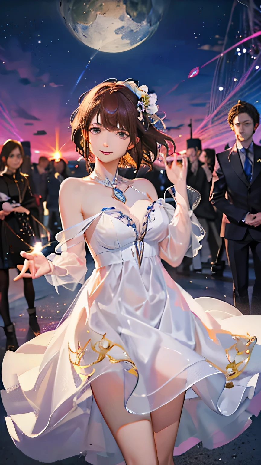moon、Outdoor Stage、Dancer、dancer、high resolution、Beauty、Beauty、A Dancing Woman、20-year-old、Brown Hair、