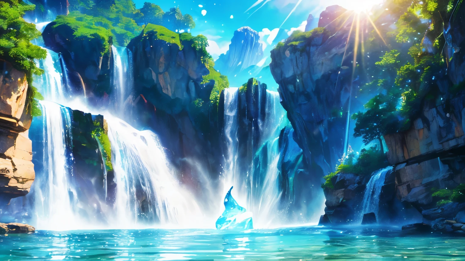 (logo、amazing、8K、table top、Raw photo、amazing、最high quality、Photorealistic and very detailed、CG、high quality、very detailed、story poem、Particle Effects、Dynamic Effects、Text Boundary Depth、Cinematic Light、Lens flare、ray tracing、tabletop、real、ultra hd、fantasy）、beautiful water、splash of water、flow of water、Water swell、fantastic beauty、The beauty and brilliance of crystal clear green water、The tranquility and beauty of water、wonderfulWind view、Beautiful natural water、green、Wind、wonder、wonderful