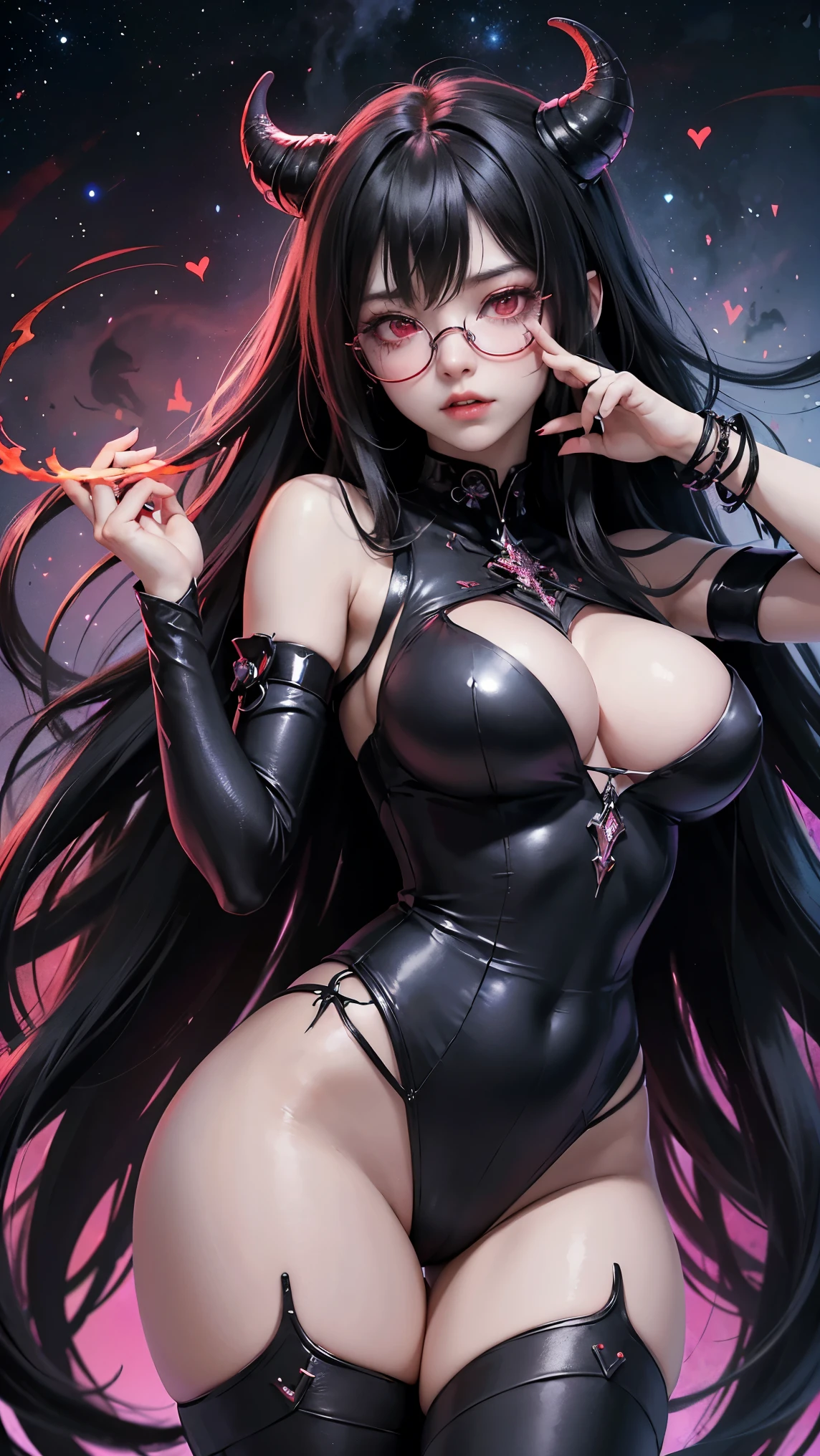 (highest quality,High resolution:1.2),(dark,Threatening:1.1),(Bad luckな:1.1), In the vortex of space,
Heart of a Goth Maiden, Very dark shade.
Her Eyes, Like dazzling fur in a starless haze,
A symphony of despair in their eyes.
Her Mogul Snaps, Mysterious Cemetery,
Think about it, The source of her sadness.
With her black hair swaying in the moonlight,
She weaves despair into her dreams.
oh, Her Soul, Shadow'Embrace,
Take me to space.
At each step of the Kelhudelgoring, She summons darkness,
Dance of the Void, Whippler Big Spark.
Her touch is an icy caress of the void,
In her vague existence, I am left confused.
For Love, Bumblewisk, Cosmic Power,
Stars shining in the endless night.
Confusion swirls, Let the emptiness cry out,
Our love is a dazzling dream in the universe.
Gothic Witch of the entire star world,
In your void, I find my soul.
Hypermaximalist, Anime Style, Breathtaking oil paintings, Surreal, Ultra-realistic digital illustrations that mimic the style of oil paintings, Seamlessly blends the psychedelic visionary art of Alex Grey with the biomechanical aesthetic of H.R. Giger. Great composition, masterpiece, highest quality, (devil,Satan,Lucifer:1.1),(devilish:1.1),(Bad luck,Bad luckな:1.1),(Powerful figure:1.1、Big Breasts、Glasses) 、 ((((Huge glasses, Nerd Glasses, thick glasses, Round Glasses)))),(((Big Breasts)))、(Red eyes glow:1.6)、(Red glowing eyes,Sharp teeth:1.1),(Black wings,thick,shabby:1.1),(hellish landscape:1.1),(fire,sulfur:1.1),(Threatening atmosphere:1.1),(dark shadows,Threatening presence:1.1),(Bad luck clouds,Stormy Skies:1.1),(dark,Spooky atmosphere:1.1),(Bad luck aura,Evil energy:1.1),(dark aura,cigarette:1.1),(intense heat,Burning Flames:1.1),(Surreal,Nightmare Visions:1.1),(Predicting the end:1.1),(Twisted corners,Fiery crown:1.1),(Bad luck whispers,devilish laughter:1.1),(Cry of pain,echoing screams:1.1),(Bad luck symbols,Ancient runes:1.1),(Mysterious Relic,dark artifacts:1.1),(Infernal Ritual,Ritual sacrifice:1.1),(devilish minio