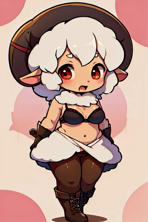 boy, sheep, furry, bodyfur, bra, no panties under pantyhose, gloves, boots, chibi