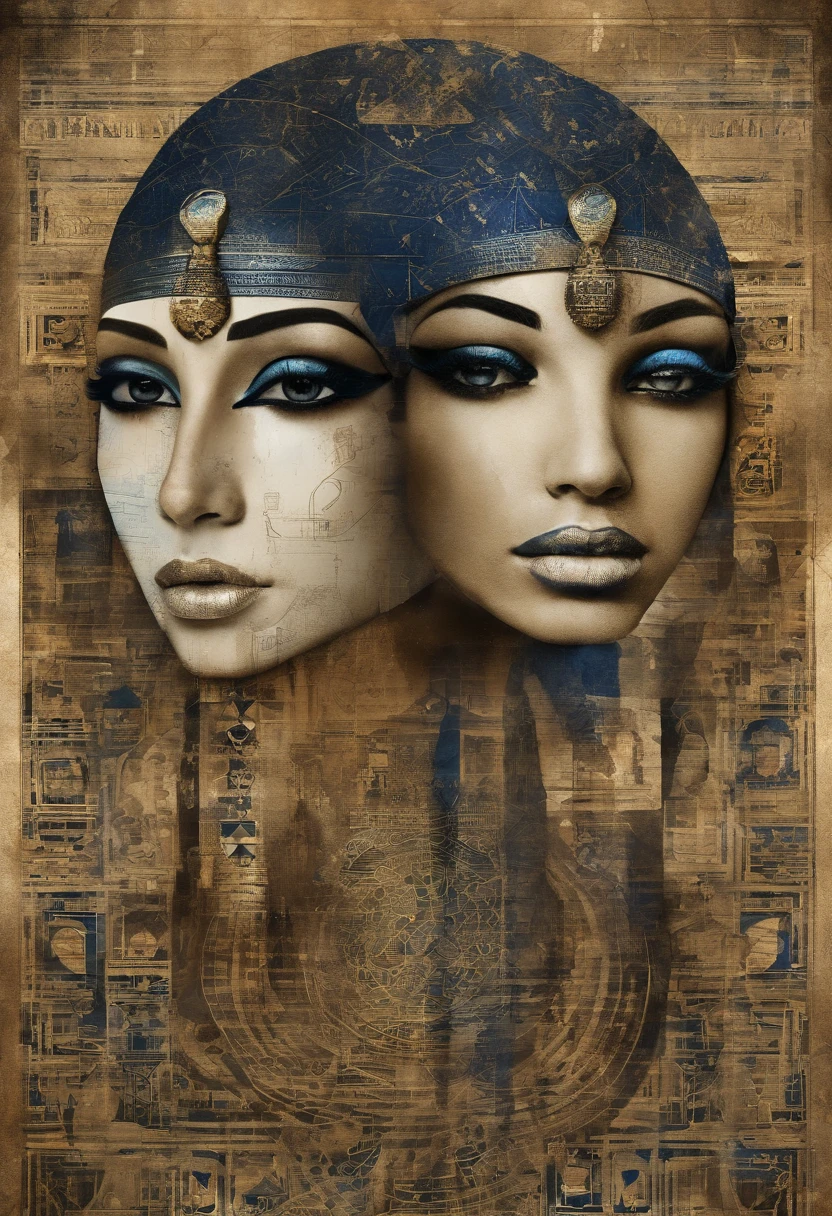 complex 3d render ultra detailed of a beautiful porcelain profile woman android face, cyborg, robotic parts, painting of a pharaoh and a chess board in a desert, egypt themed art, surreal chess, egyptian setting, egyptian atmosphere, pharaoh, pharoah, surreal oil on canvas, egyptian landscape, surrealistic painting, pyramids, egyptian style, sphinx in distance, surreal painting, ancient egypt painting, checkerboard horizon, surreal oil painting,