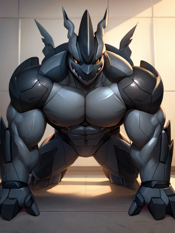 Zekrom, bara, wide shot, flirting with viewer, on all fours