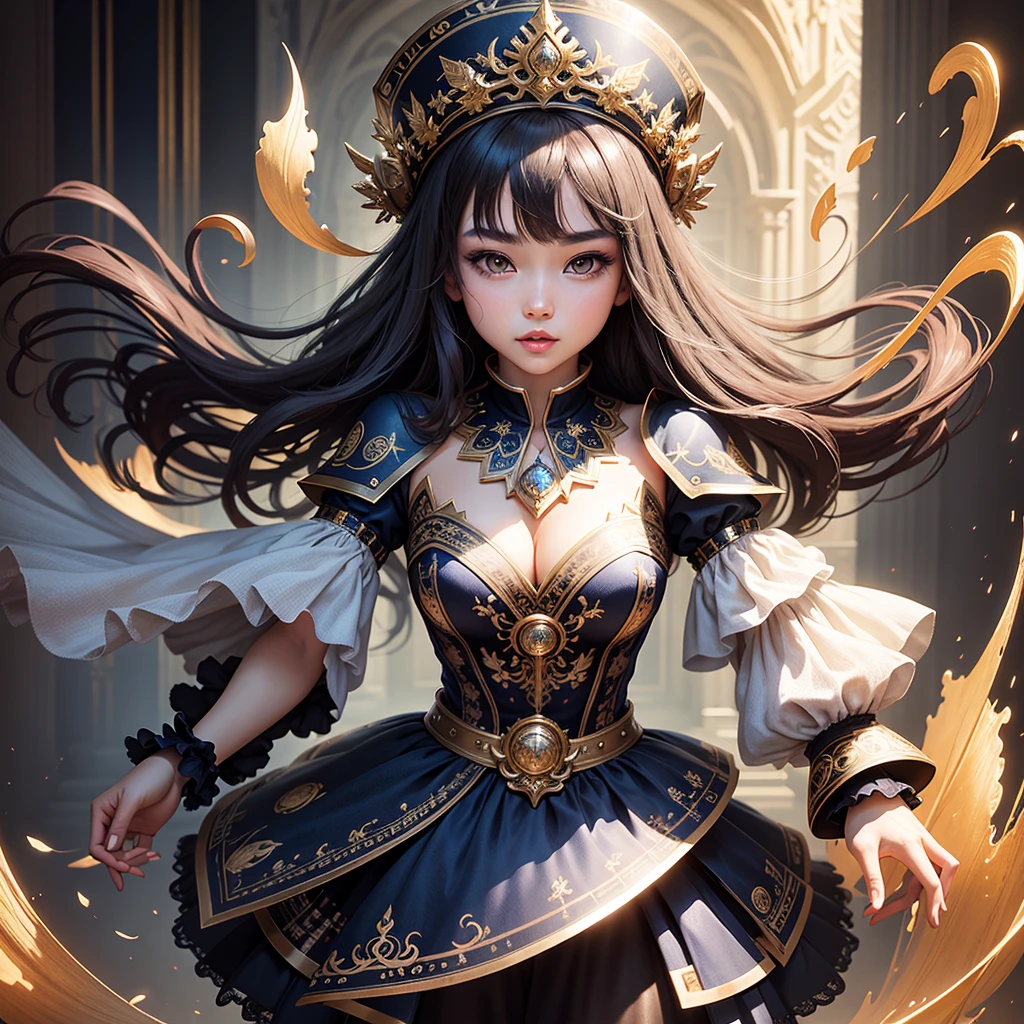 highest quality、Masterpiece、Official Art、16K、Super detailed、super beautiful、The best composition、3D Art、Magic Art、Trick art using optical illusions and illusions、A beautiful girl who seems to jump out at the viewer、