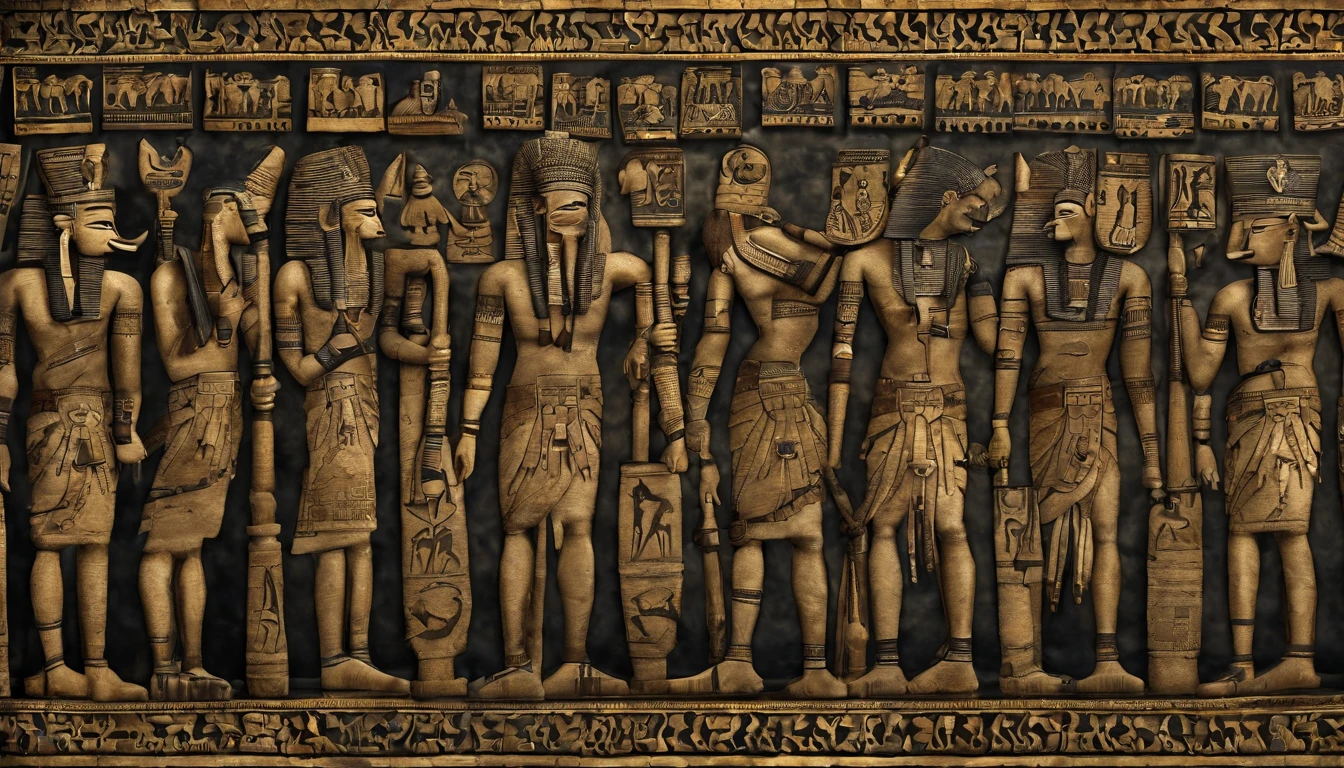The Egyptian man was covered in small people wearing various forms of black., In the form of detailed atmospheric portraits, Indigo and Bronze, Made from all of the above, social media portrait photography, exquisite texture, disrupted, emotional expression,