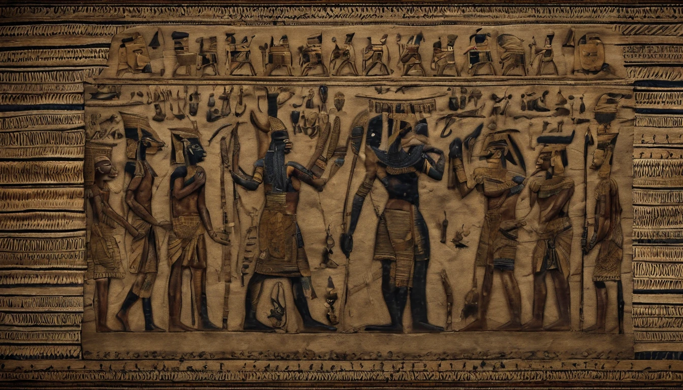 The Egyptian man was covered in small people wearing various forms of black., In the form of detailed atmospheric portraits, Indigo and Bronze, Made from all of the above, social media portrait photography, exquisite texture, disrupted, emotional expression,