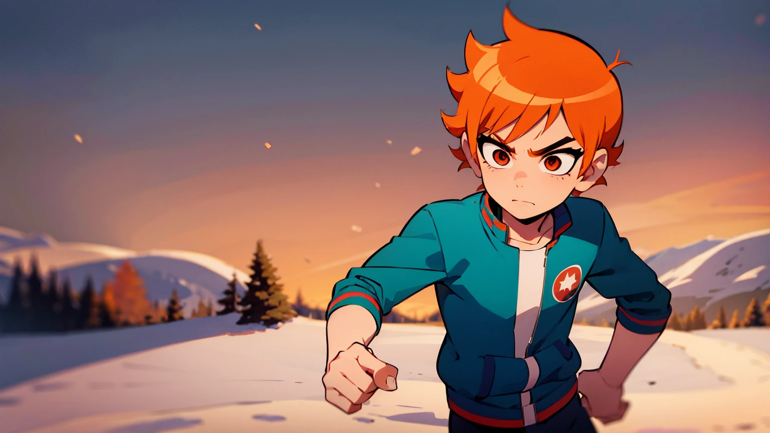 Scott Pilgrim Takes Off A Boy Scott Pilgrim Orange Hair Shirt Jacket Thick Eyebrows Canada Standing Alone in the Snow 