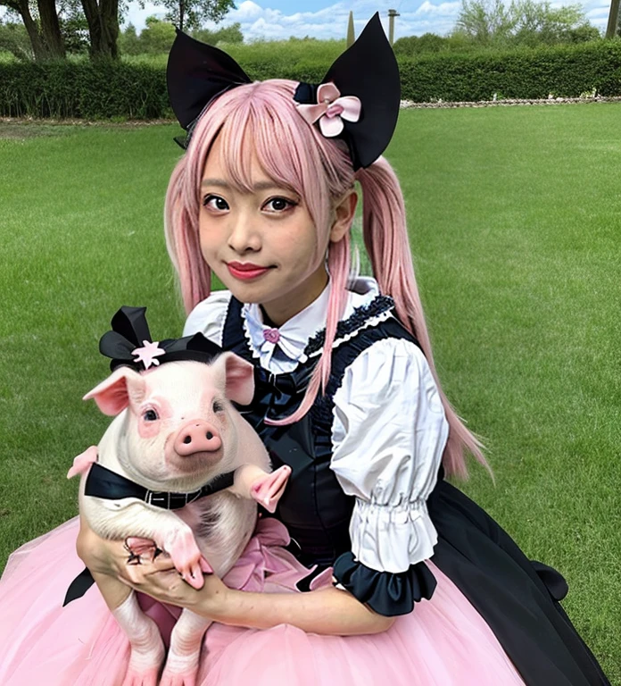 １People Girls、Pig ear、Pink Gothic Lolita with a pig&#39;s tail、Pig nose、My stomach is bloated