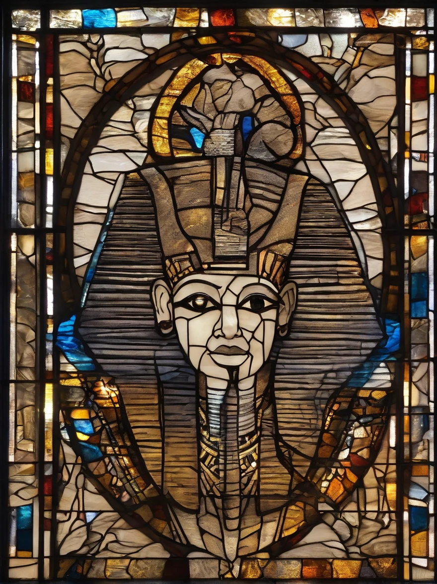 The Egyptian man was covered in small people wearing various forms of black., In the form of detailed atmospheric portraits, Indigo and Bronze, Made from all of the above, social media portrait photography, exquisite texture, disrupted, emotional expression,
