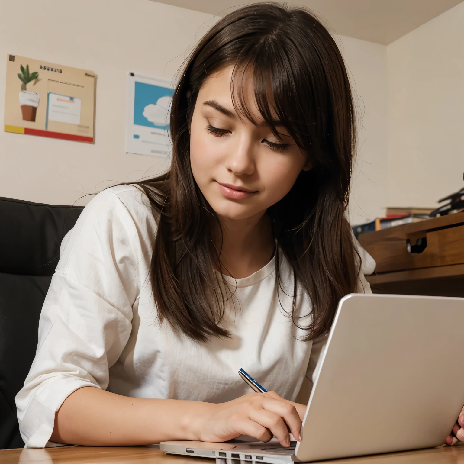 Illustration of girl sending emails