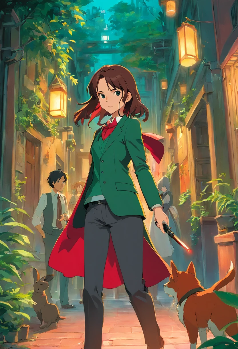 John Wick in "Borrower Arrietty",gun fight,John Wick with Arrietty,Directed by Hayao Miyazaki,Studio Ghibli production,Starring Keanu Reeves,